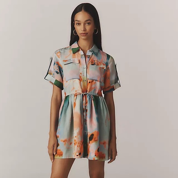 Hunter Bell Peyton Linen Blend Shirt Dress Drawstring Waist Size Medium NWT - Picture 15 of 15